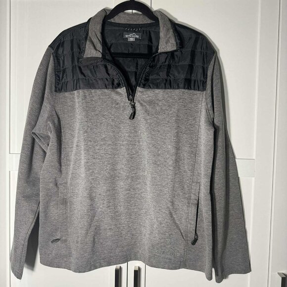 Eddie Bauer Mens Pullover Sweater Gray  1/4 Zipper Pockets LARGE - Picture 1 of 7